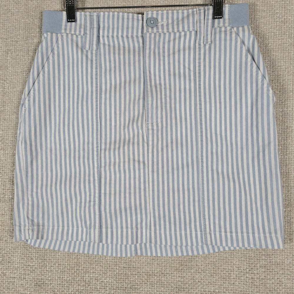 Lee Womens Blue White Striped Skort Size 8 Mid Rise Cotton Blend 112366489